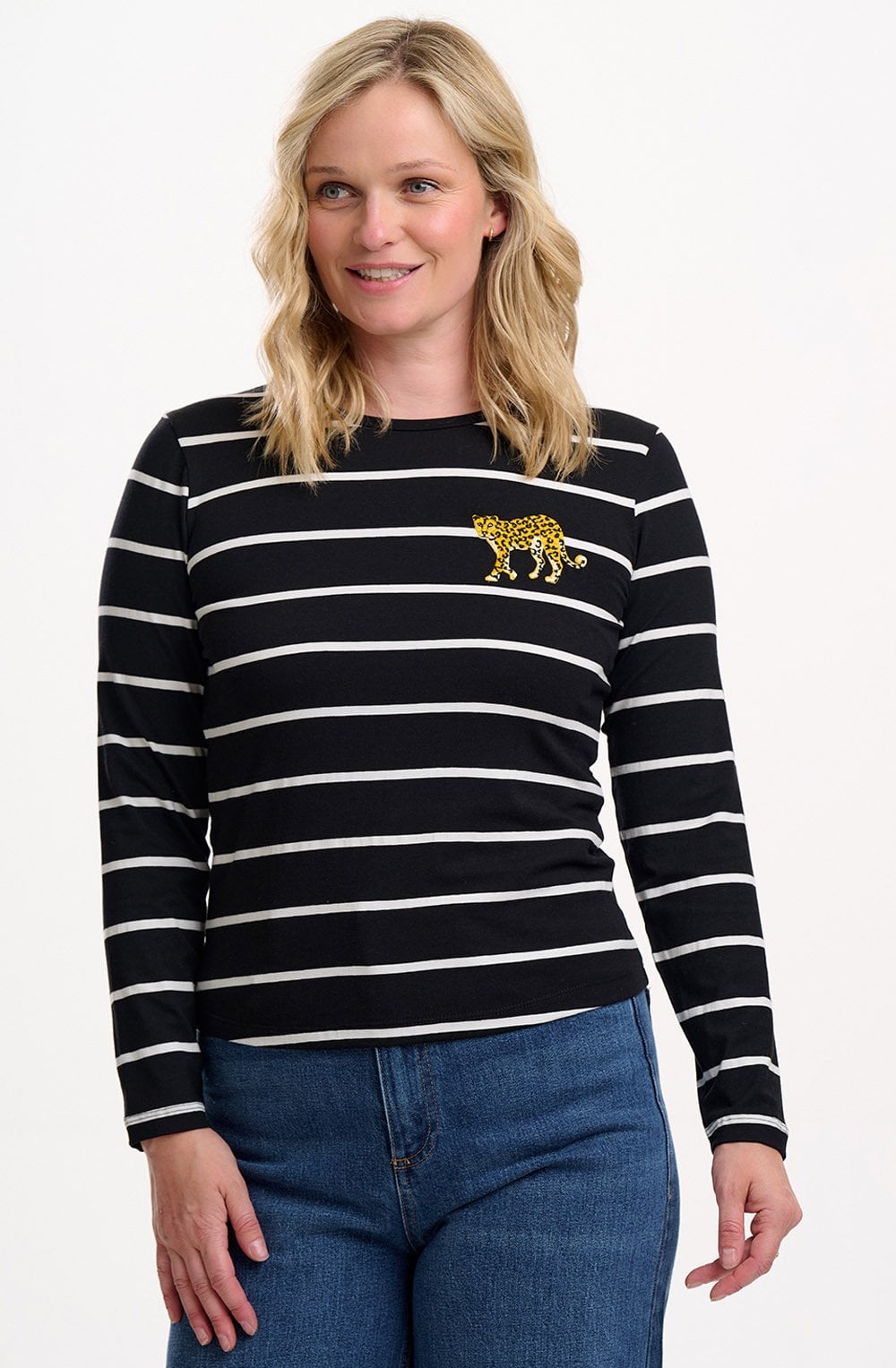 Black Stripes and Leopard Josie Jersey Top