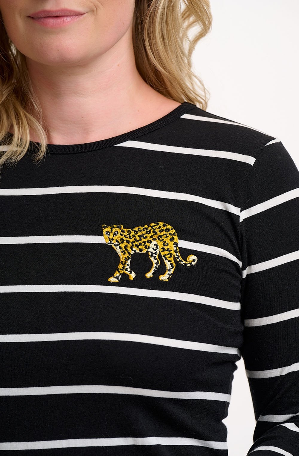 Black Stripes and Leopard Josie Jersey Top