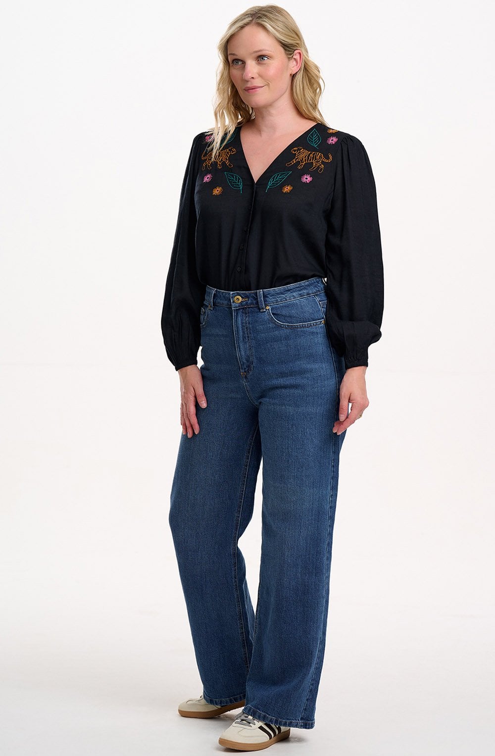 Black Tiger Embroidered Dawn Blouse
