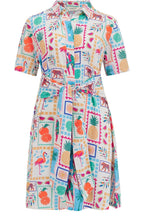 Dessie Jungle Tile Waisted Shirt Dress