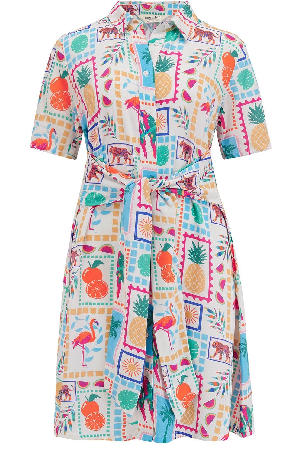 Dessie Jungle Tile Waisted Shirt Dress