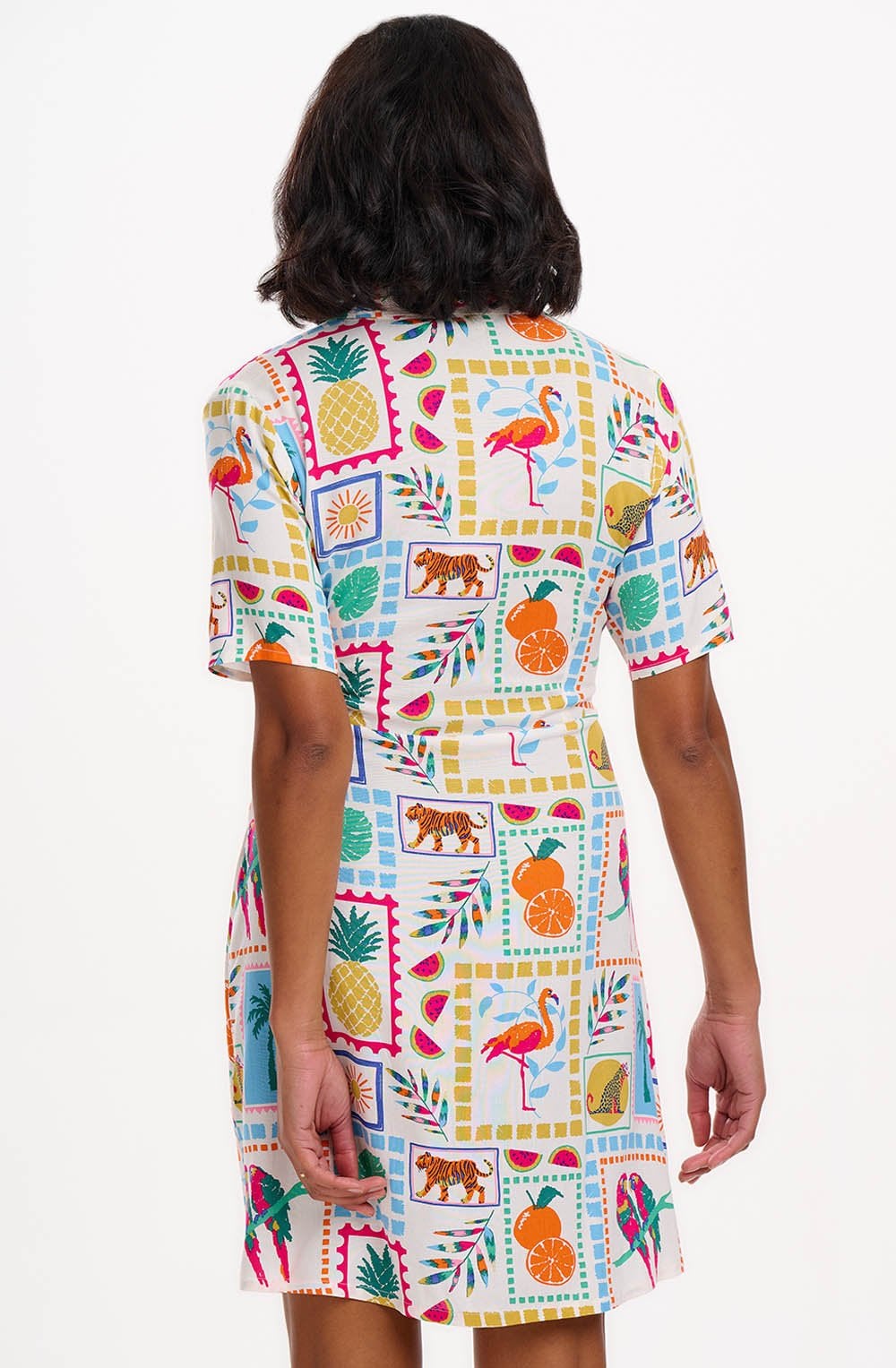 Dessie Jungle Tile Waisted Shirt Dress