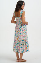 Estelle Ruffle Sleeve Fruit Checkerboard Sundress