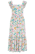 Estelle Ruffle Sleeve Fruit Checkerboard Sundress