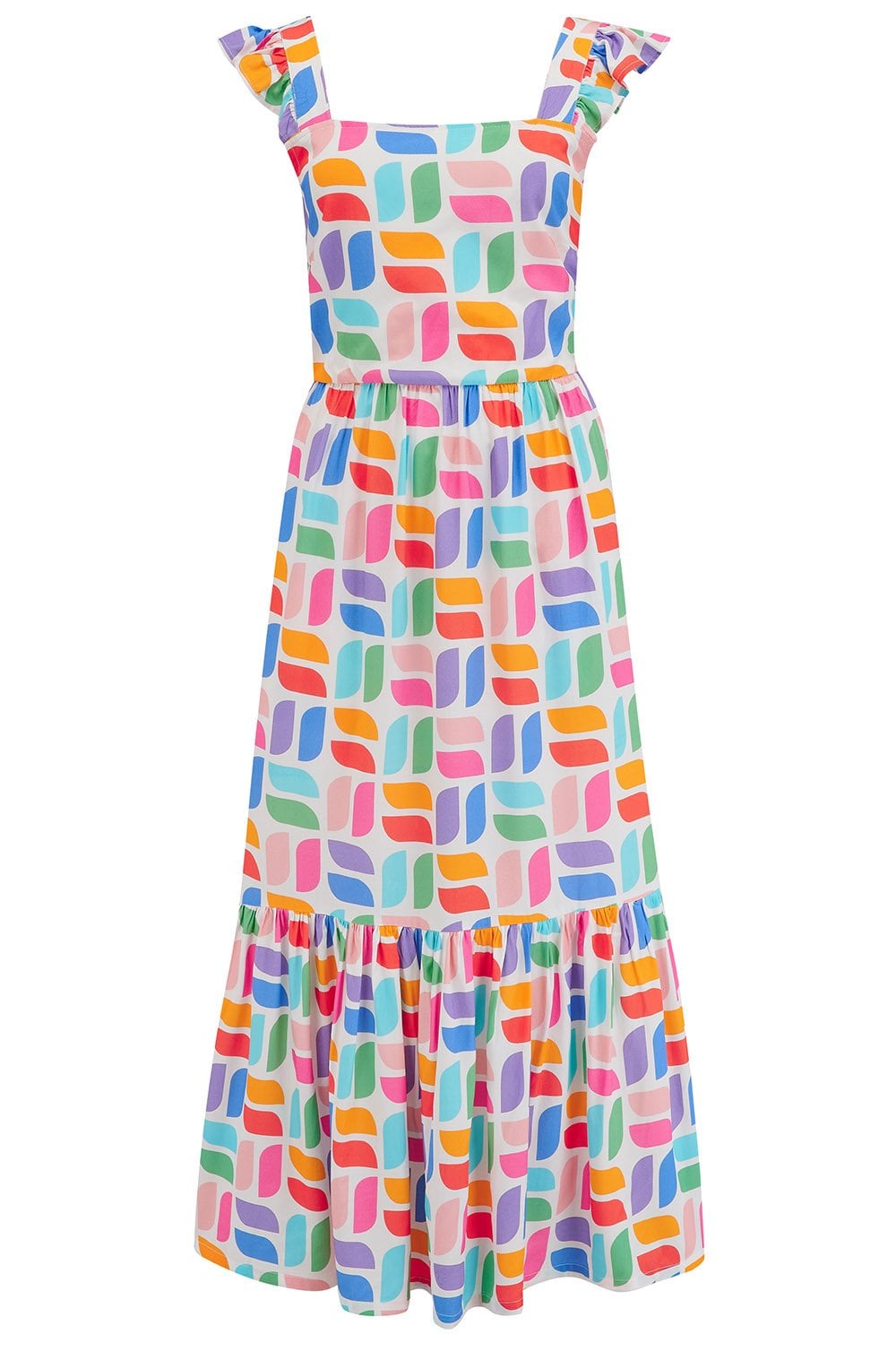 Estelle Ruffle Sleeve Geometric Sundress