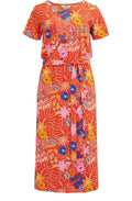 Flissy Red Painted Jungle Waisted Dress