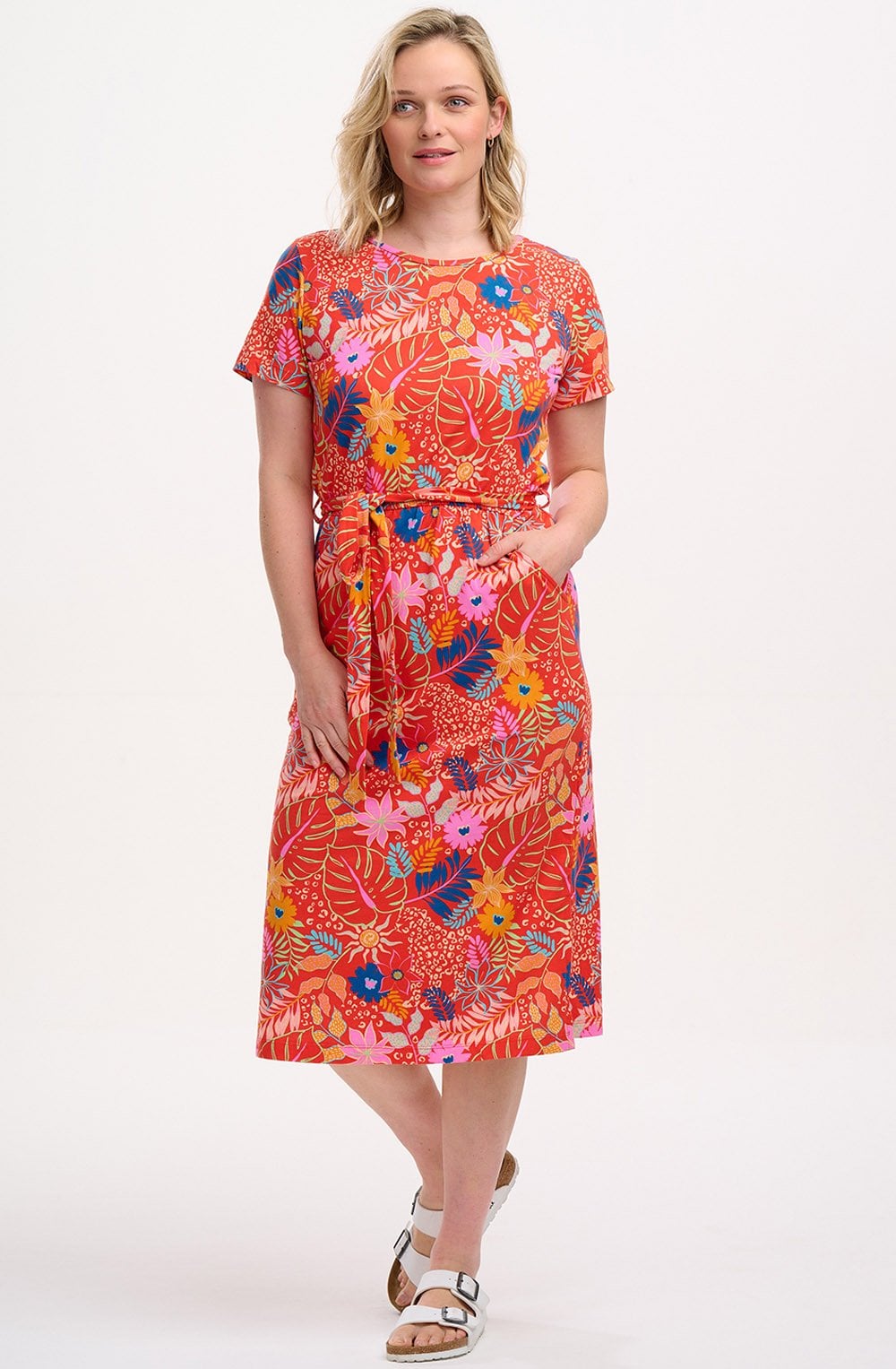 Flissy Red Painted Jungle Waisted Dress