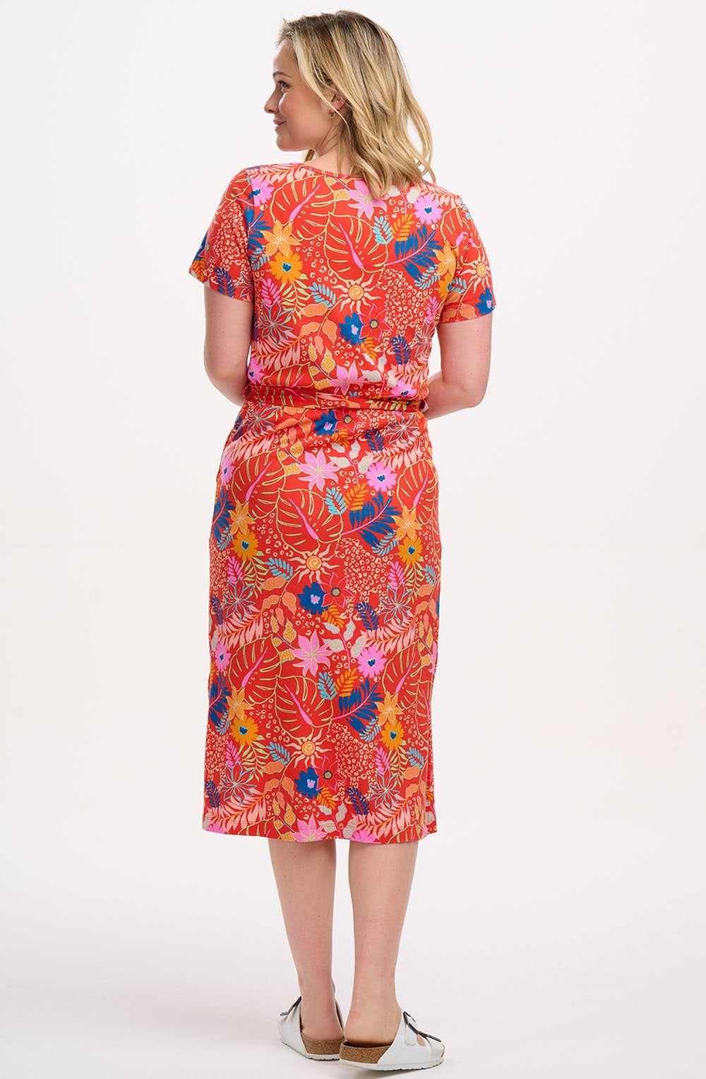 Flissy Red Painted Jungle Waisted Dress