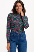 Green and Pink Flower Explosion Annika Jersey Top