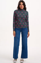 Green and Pink Flower Explosion Annika Jersey Top