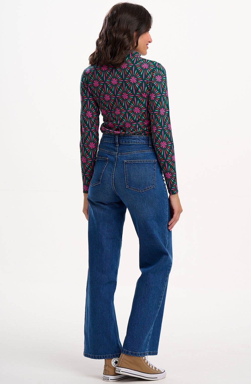 Green and Pink Flower Explosion Annika Jersey Top
