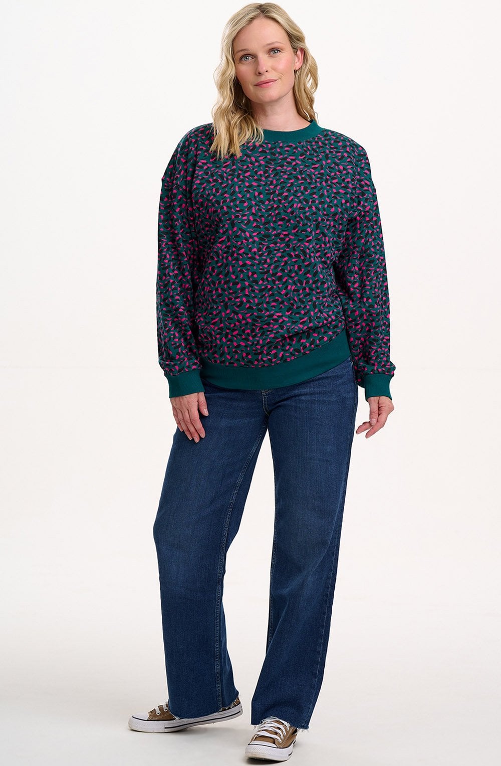 Green and Pink Layered Brush Stroke Eadie Sweatshirt