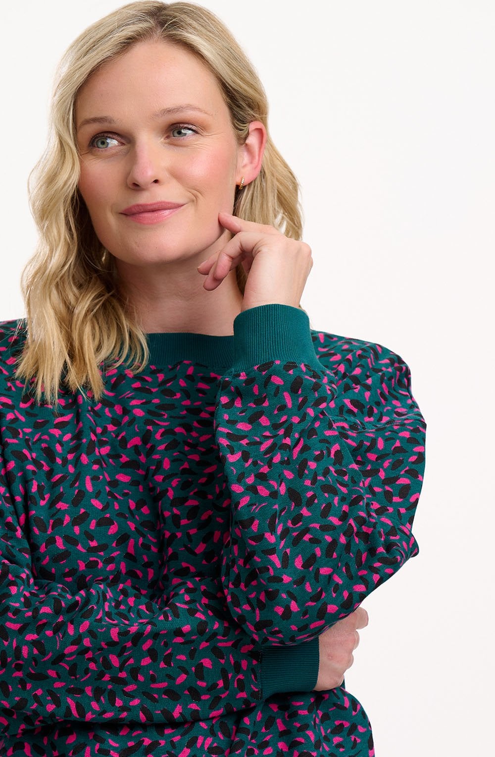 Green and Pink Layered Brush Stroke Eadie Sweatshirt