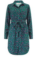 Green and Pink Layered Brush Stroke Georgia Shirt Dress