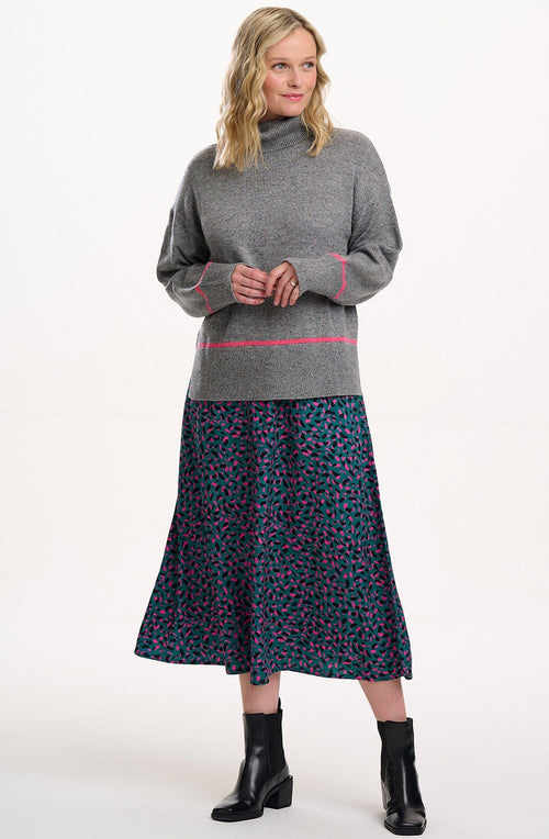 Green and Pink Layered Brush Stroke Krista Skirt