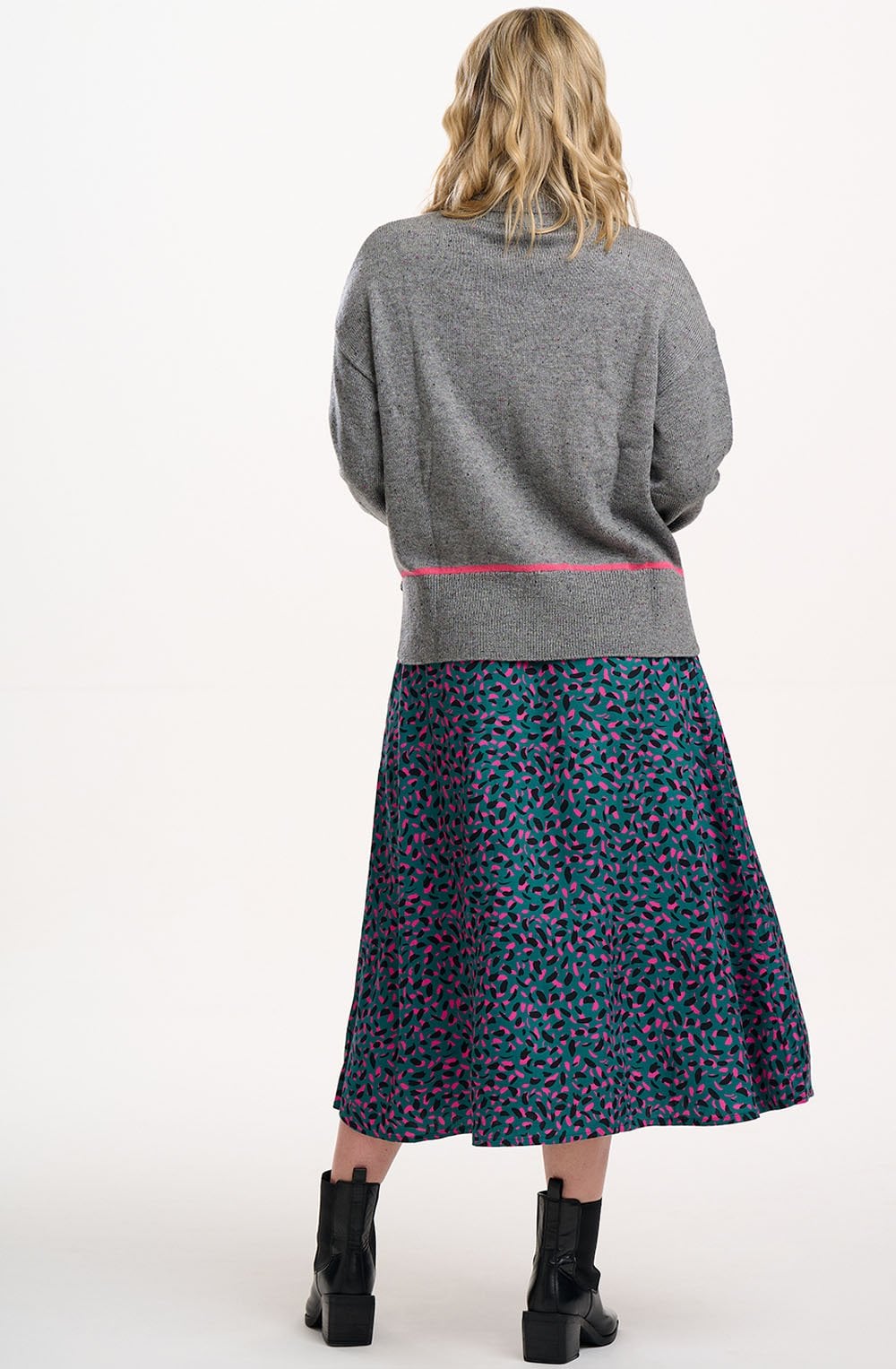 Green and Pink Layered Brush Stroke Krista Skirt