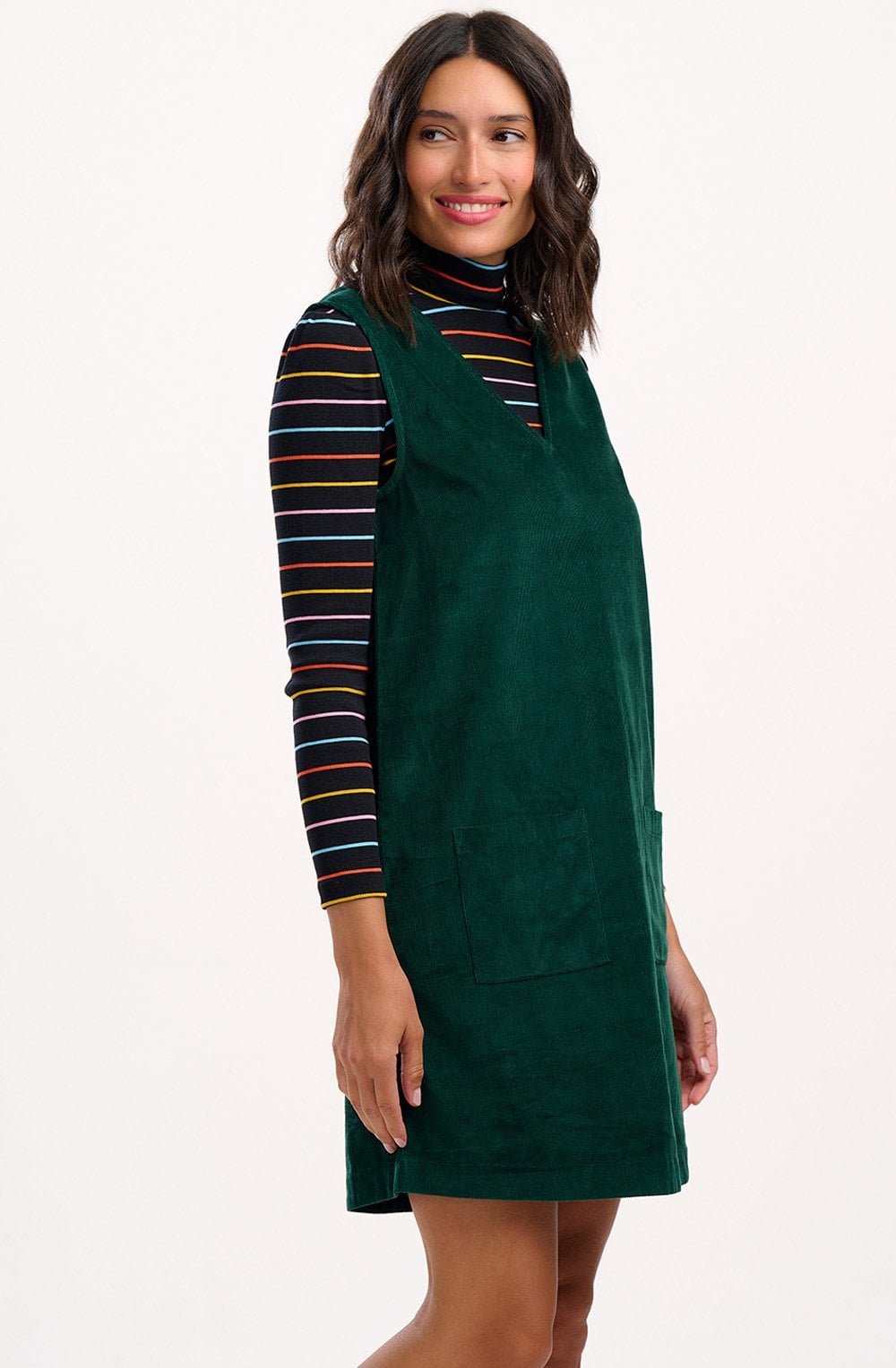 Green Corduroy Kacy Tunic Dress