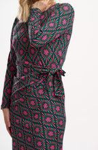 Green Flower Explosion Jersey Claudia Midi Dress