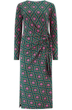 Green Flower Explosion Jersey Claudia Midi Dress
