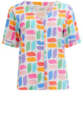 Hatty Off White Multicoloured Geometric Blouse