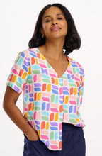 Hatty Off White Multicoloured Geometric Blouse