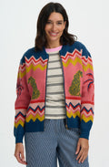Leopard and Palm Tree Solana Knitted Bomber