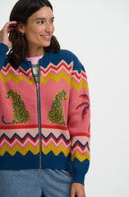 Leopard and Palm Tree Solana Knitted Bomber