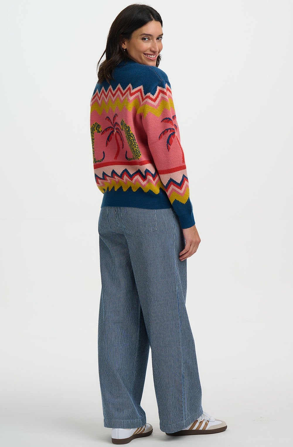 Leopard and Palm Tree Solana Knitted Bomber
