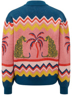 Leopard and Palm Tree Solana Knitted Bomber