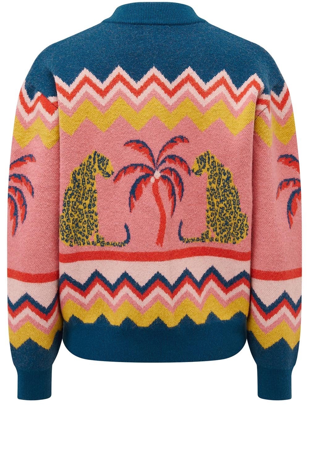 Leopard and Palm Tree Solana Knitted Bomber