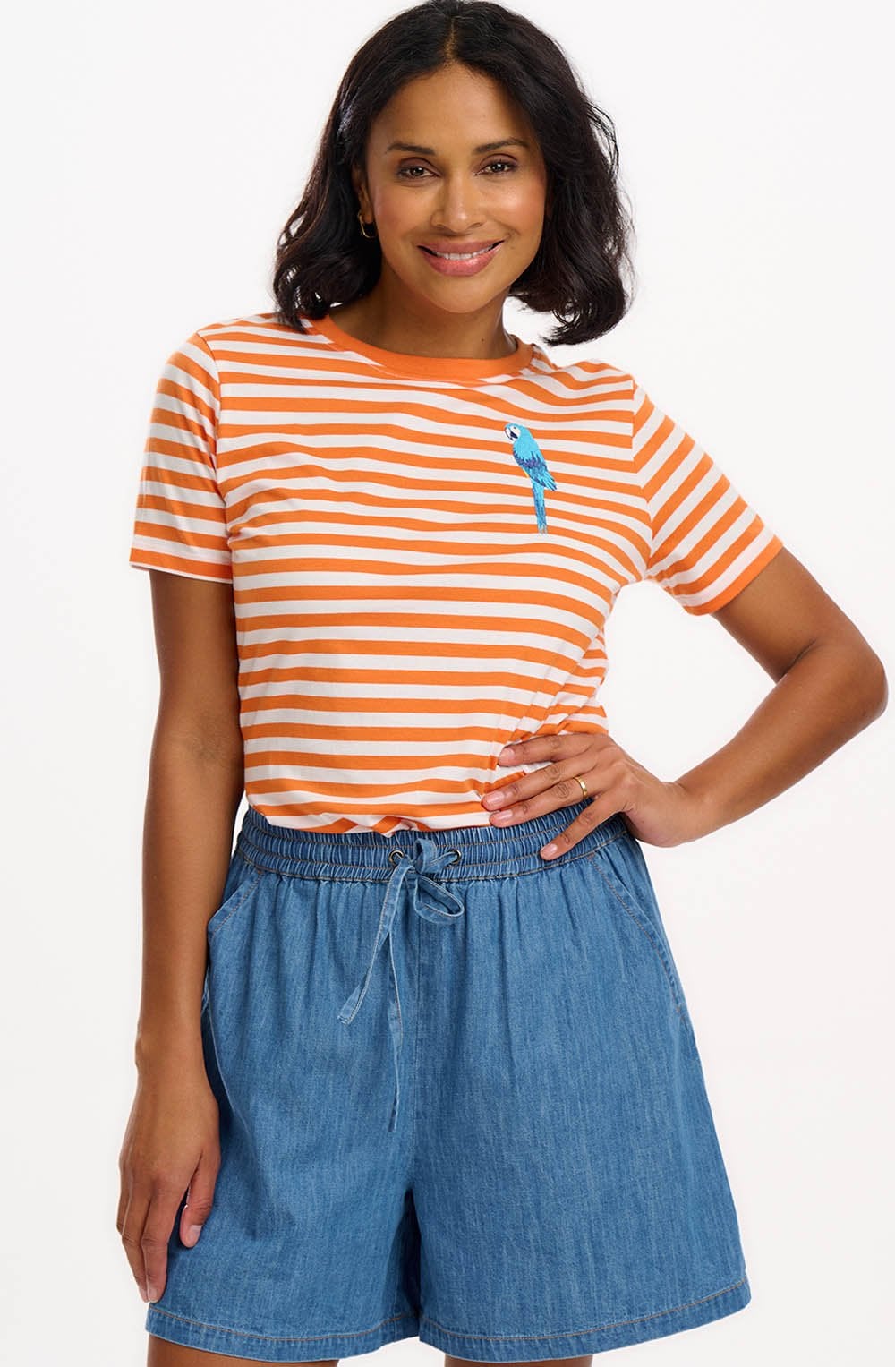 Maggie Off White and Orange Parrot T Shirt