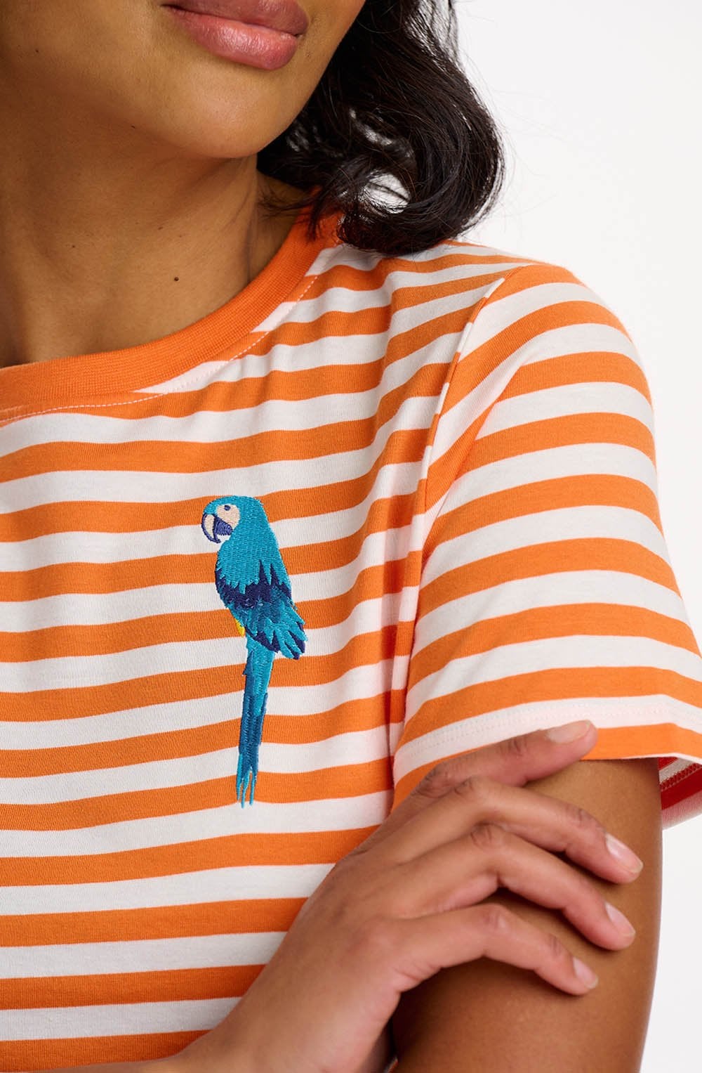 Maggie Off White and Orange Parrot T Shirt