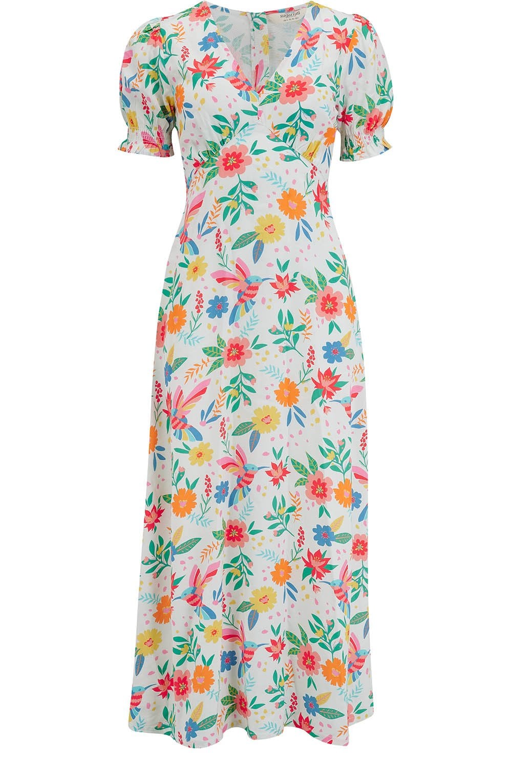 Maryjane Tropical Hummingbird Empire Line Dress