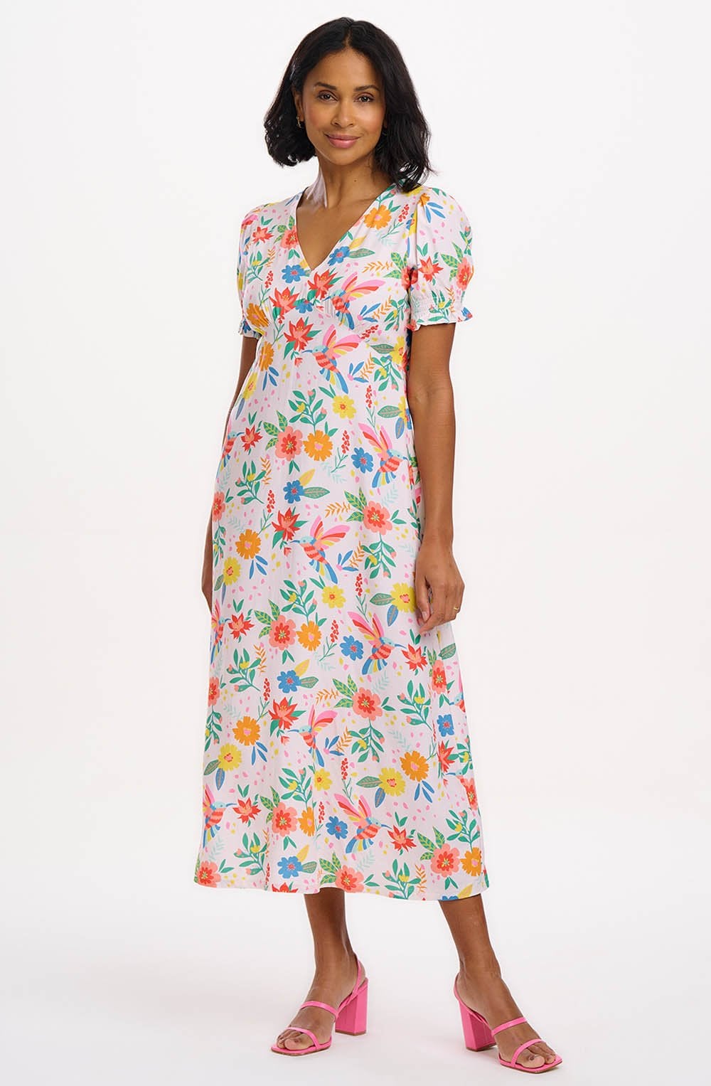 Maryjane Tropical Hummingbird Empire Line Dress