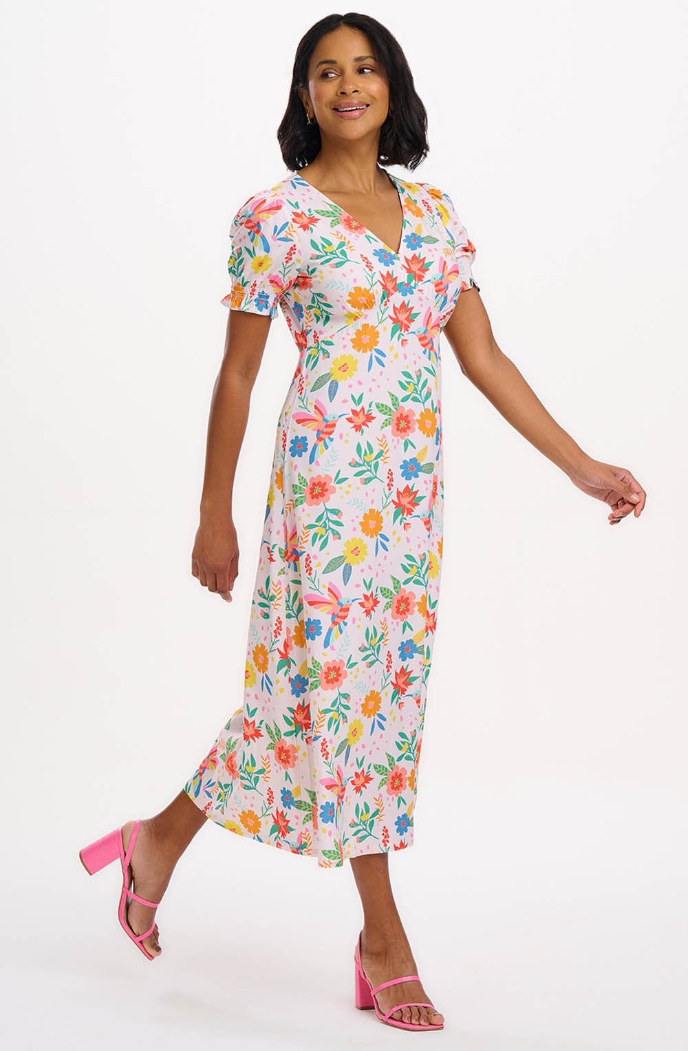 Maryjane Tropical Hummingbird Empire Line Dress