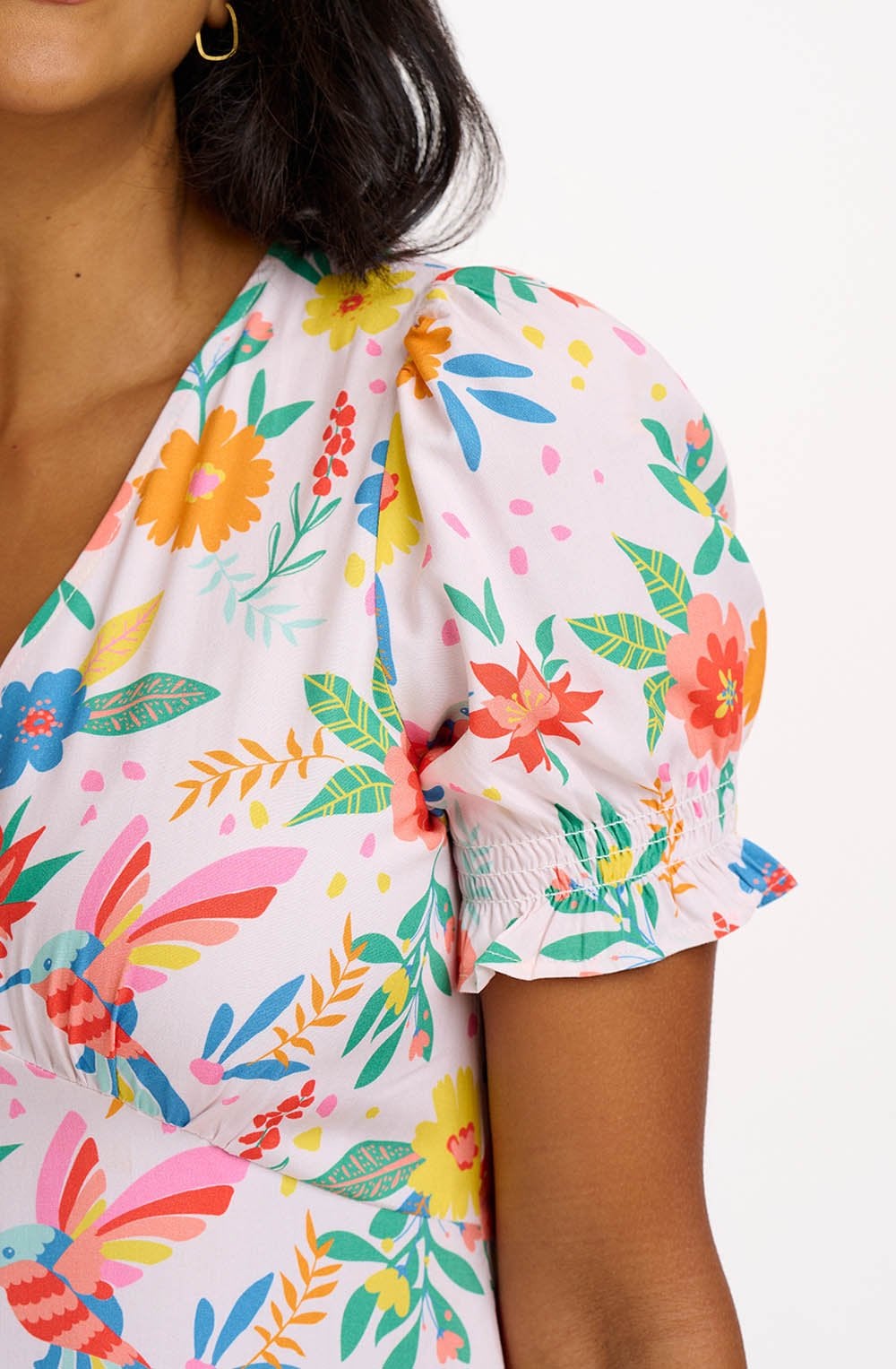 Maryjane Tropical Hummingbird Empire Line Dress