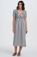 Monochrome Stripe Ruby Midi Smock Dress