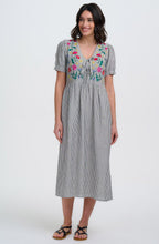 Monochrome Stripe Ruby Midi Smock Dress