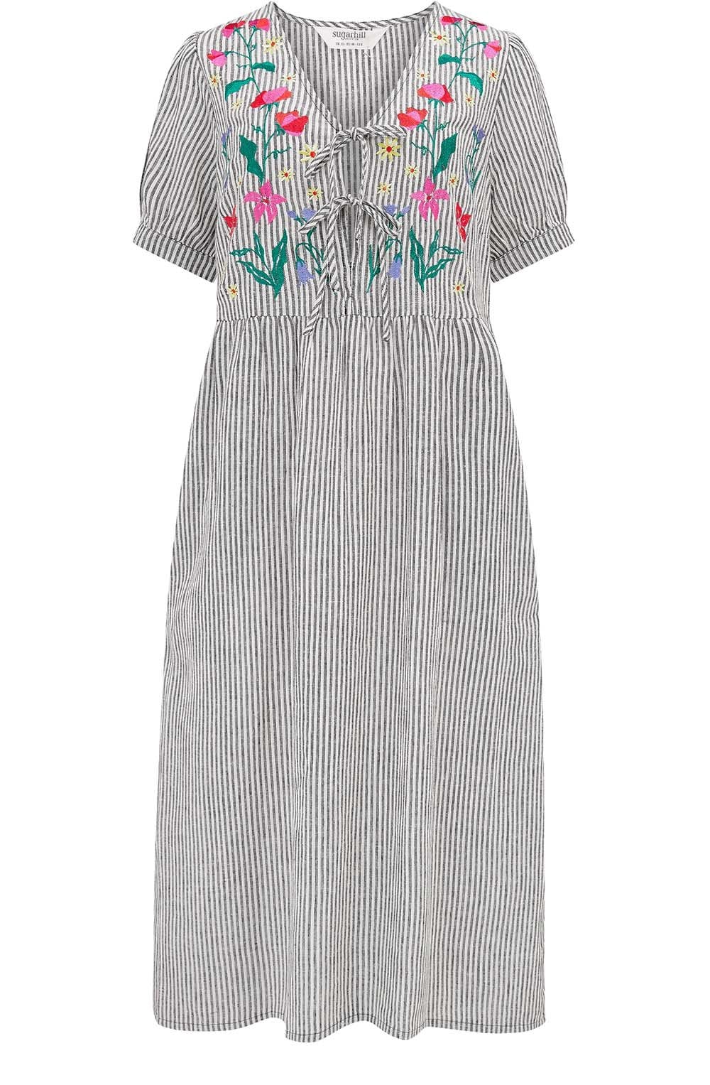 Monochrome Stripe Ruby Midi Smock Dress