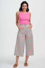 Multicolour Stripe Canvas Charlene Cropped Trousers