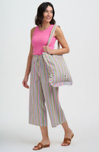 Multicolour Stripe Canvas Charlene Cropped Trousers