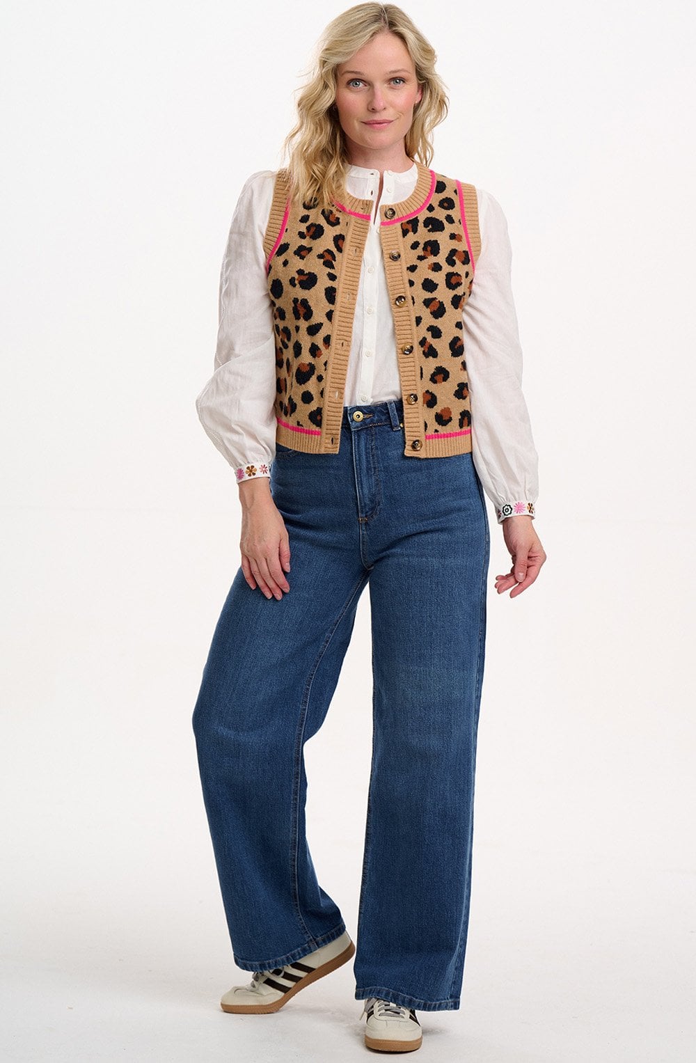 Natural Leopard Natalie Knitted Waistcoat