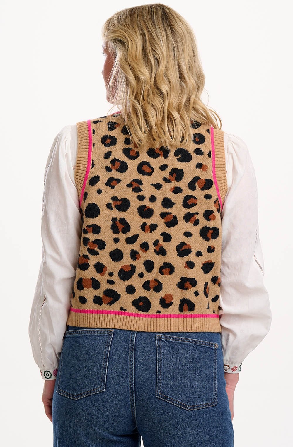 Natural Leopard Natalie Knitted Waistcoat