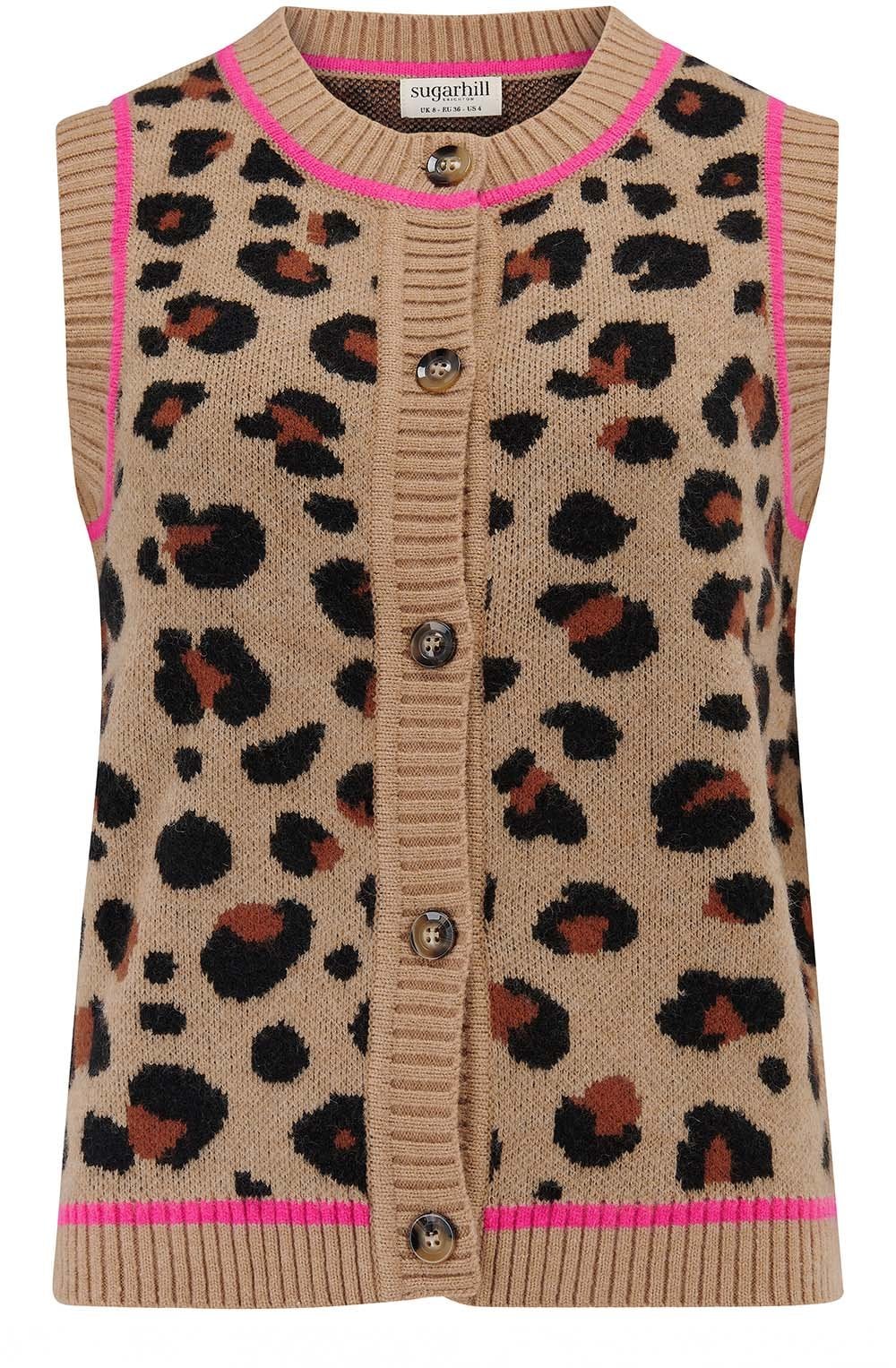 Natural Leopard Natalie Knitted Waistcoat