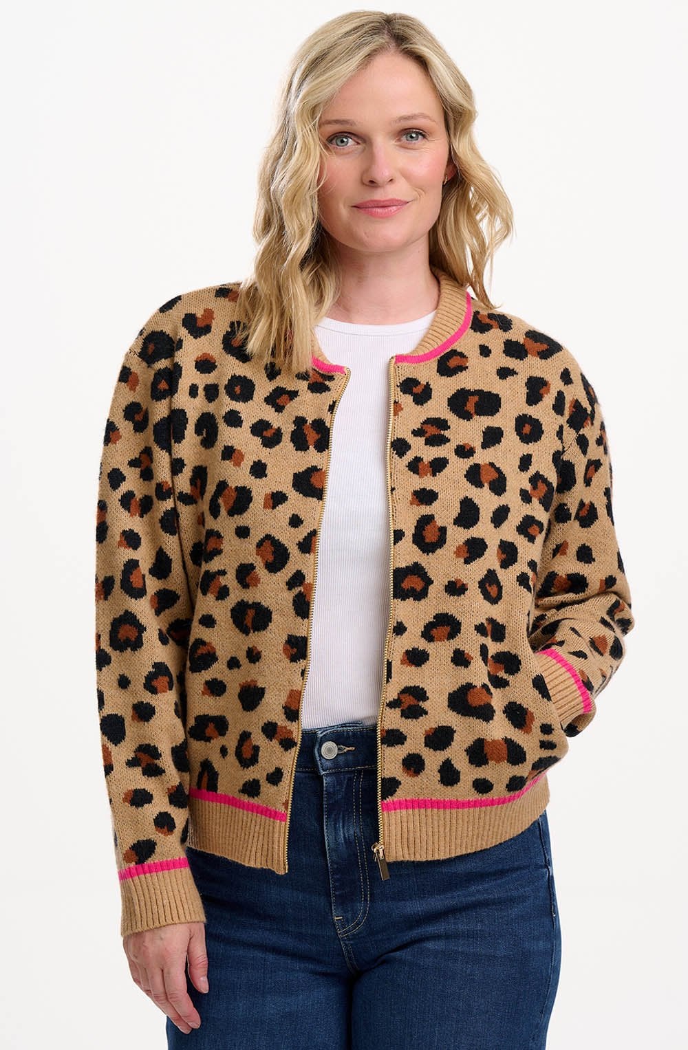 Natural Leopard Solana Knitted Bomber