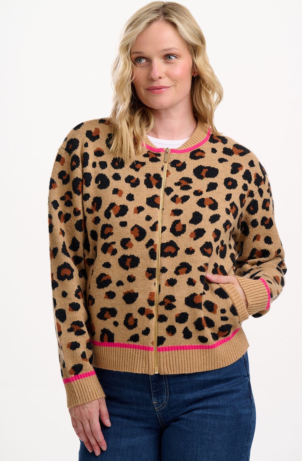 Natural Leopard Solana Knitted Bomber