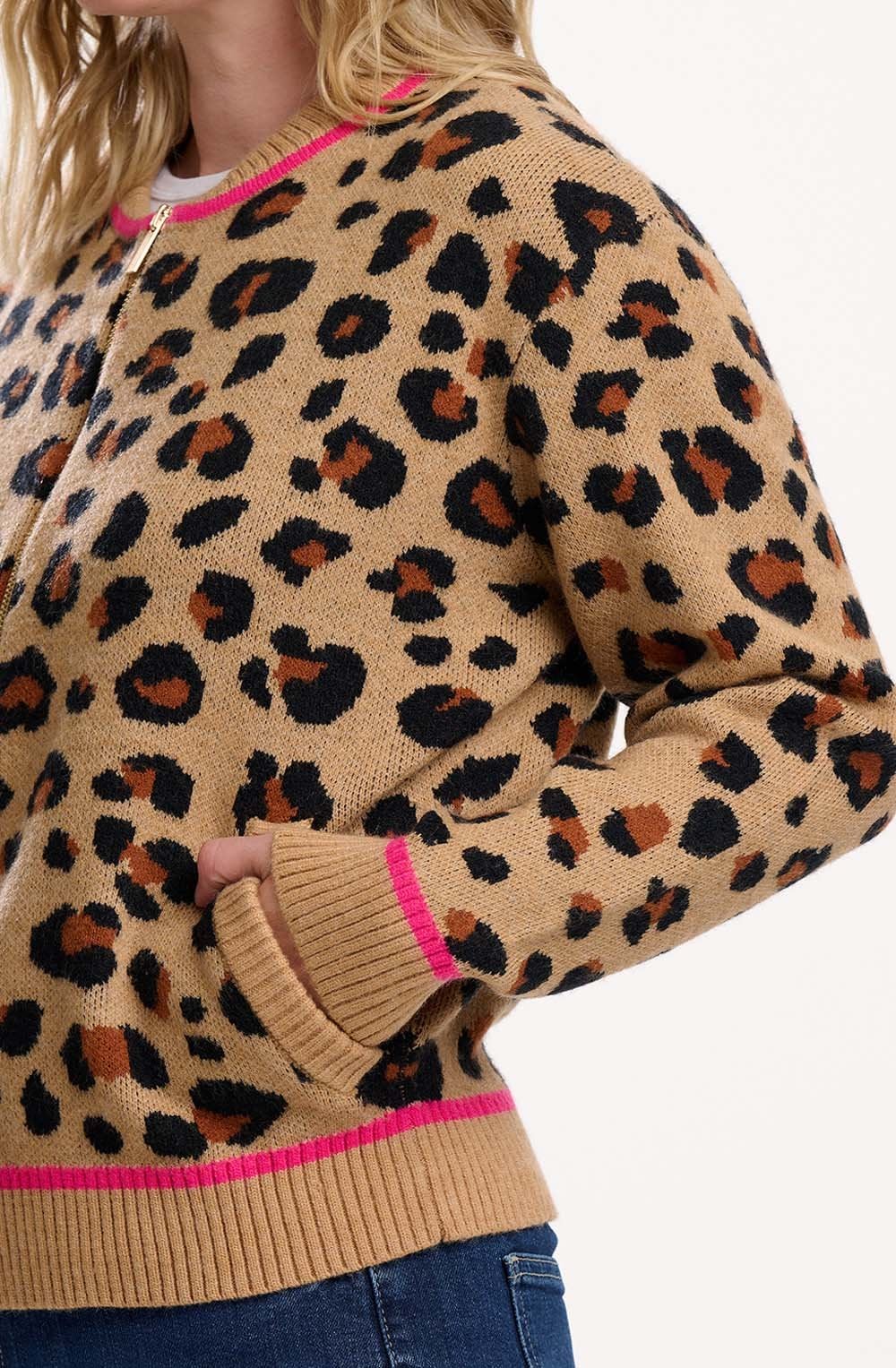 Natural Leopard Solana Knitted Bomber