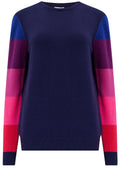 Navy and Pink Colour Block Sleeve Stacey Jumper