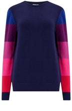 Navy and Pink Colour Block Sleeve Stacey Jumper
