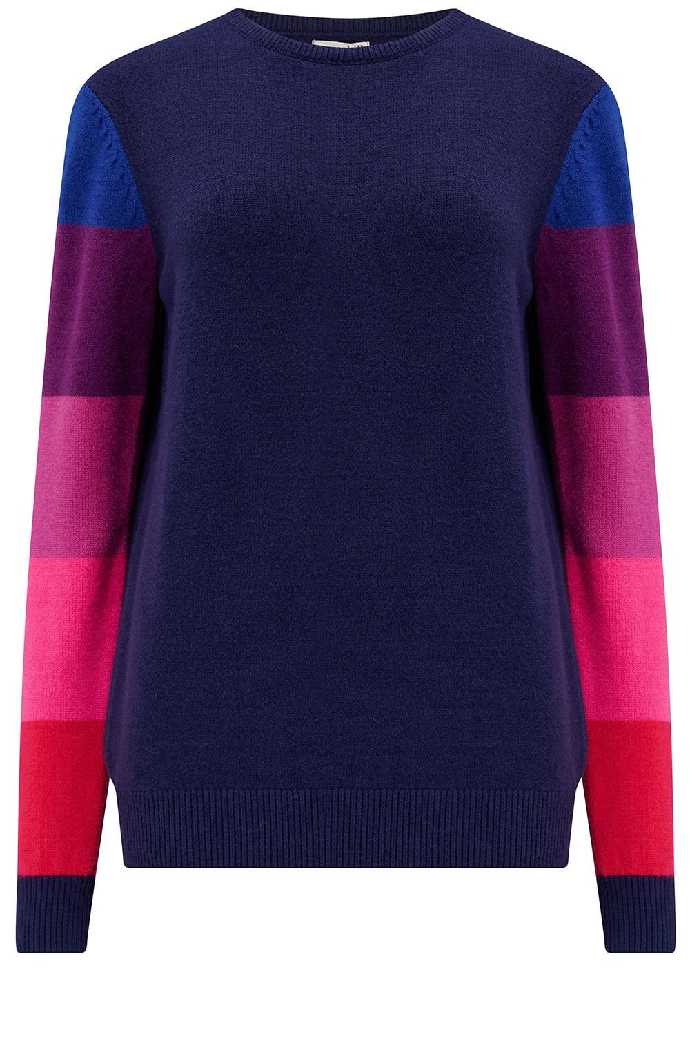 Navy and Pink Colour Block Sleeve Stacey Jumper